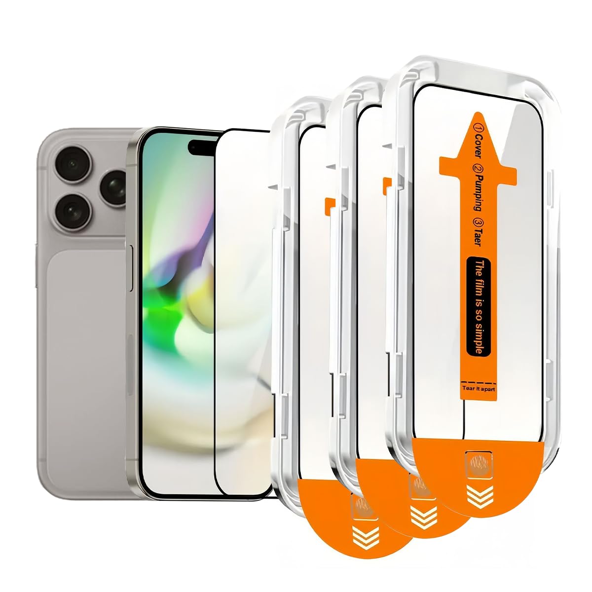 3 Pack Screen Protector for iPhone 17 Pro Max, 9H Hardness Military Grade Shatterproof HD Clear Tempered Glass, Easy to Install, Auto Bubble-Free and Dust-Free Box, Case Friendly