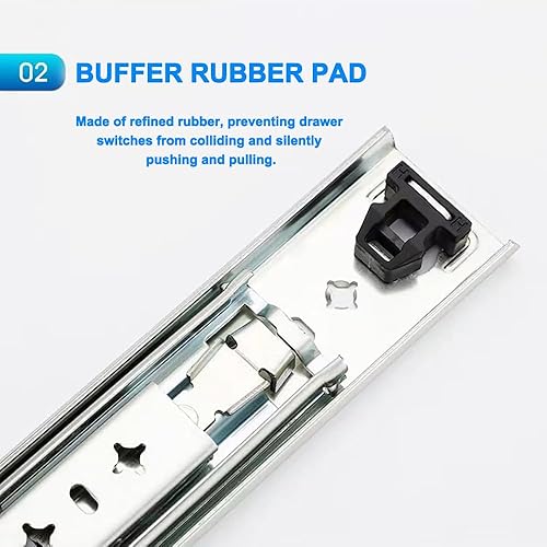 Miniatura 3 de Hitess 1 par de guías de cajón resistentes de 12 pulgadas con bloqueo de capacidad de carga de 250 libras, rieles de cajón de rodamiento de bolas de