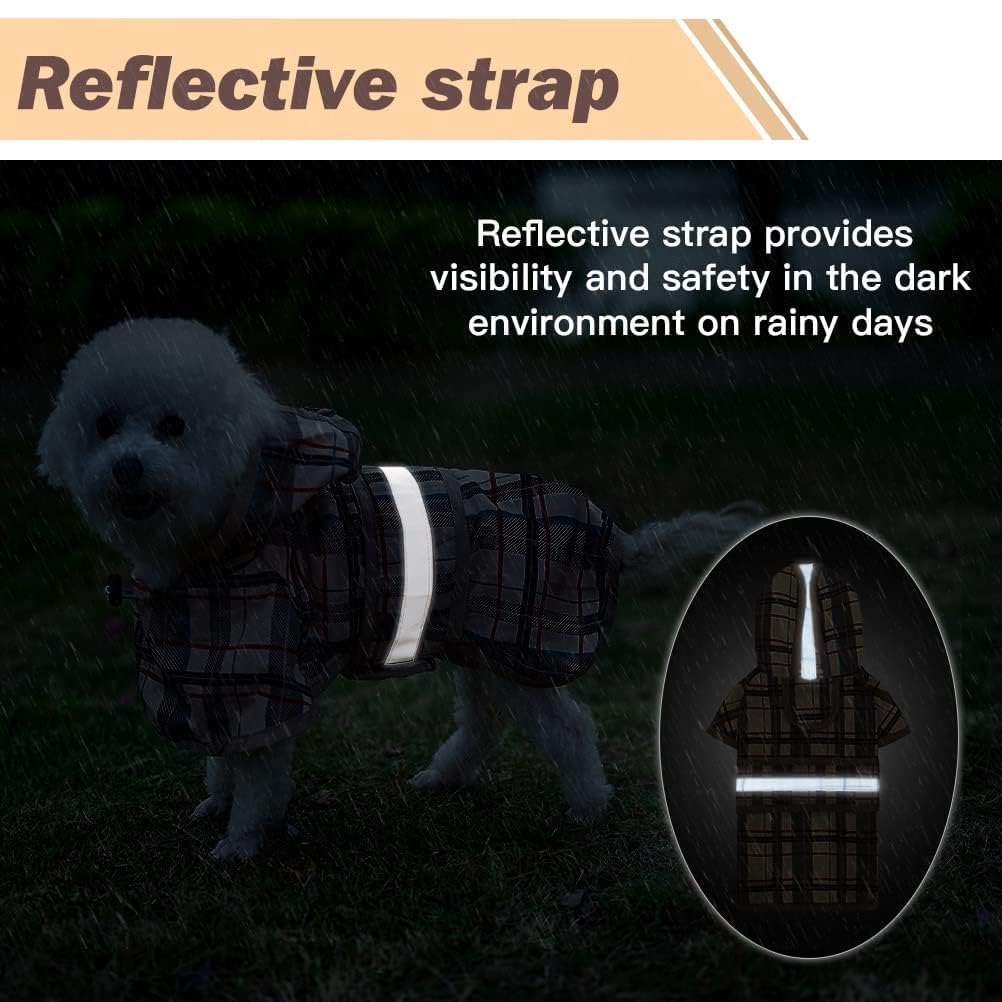KOOLTAIL Imperméable à capuche avec trou pour laisse, imperméable pour chiens de petite et moyenne taille, imperméable avec bande réfléchissante, vêtement de pluie réglable et respirant pour chiot