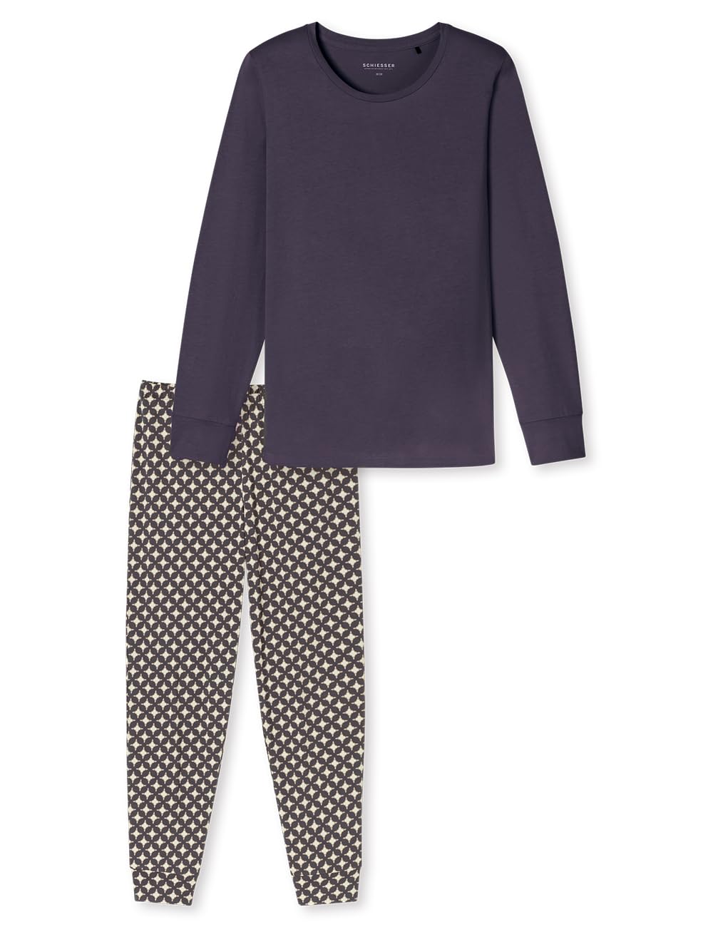 Schiesser Damen Schlafanzug lang mit Bündchen Baumwolle - Nightwear
