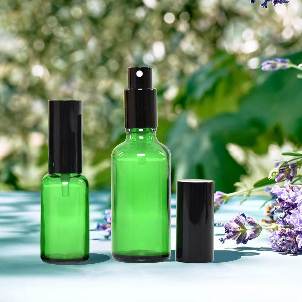 20 flaconi spray da 10 ml in vetro verde vuoto, kit viaggio flaconi per nebulizzazione fine nebulizzatore in vetro flacone vuoto riutilizzabile per oli essenziali, profumo, aromaterapia, farmacia