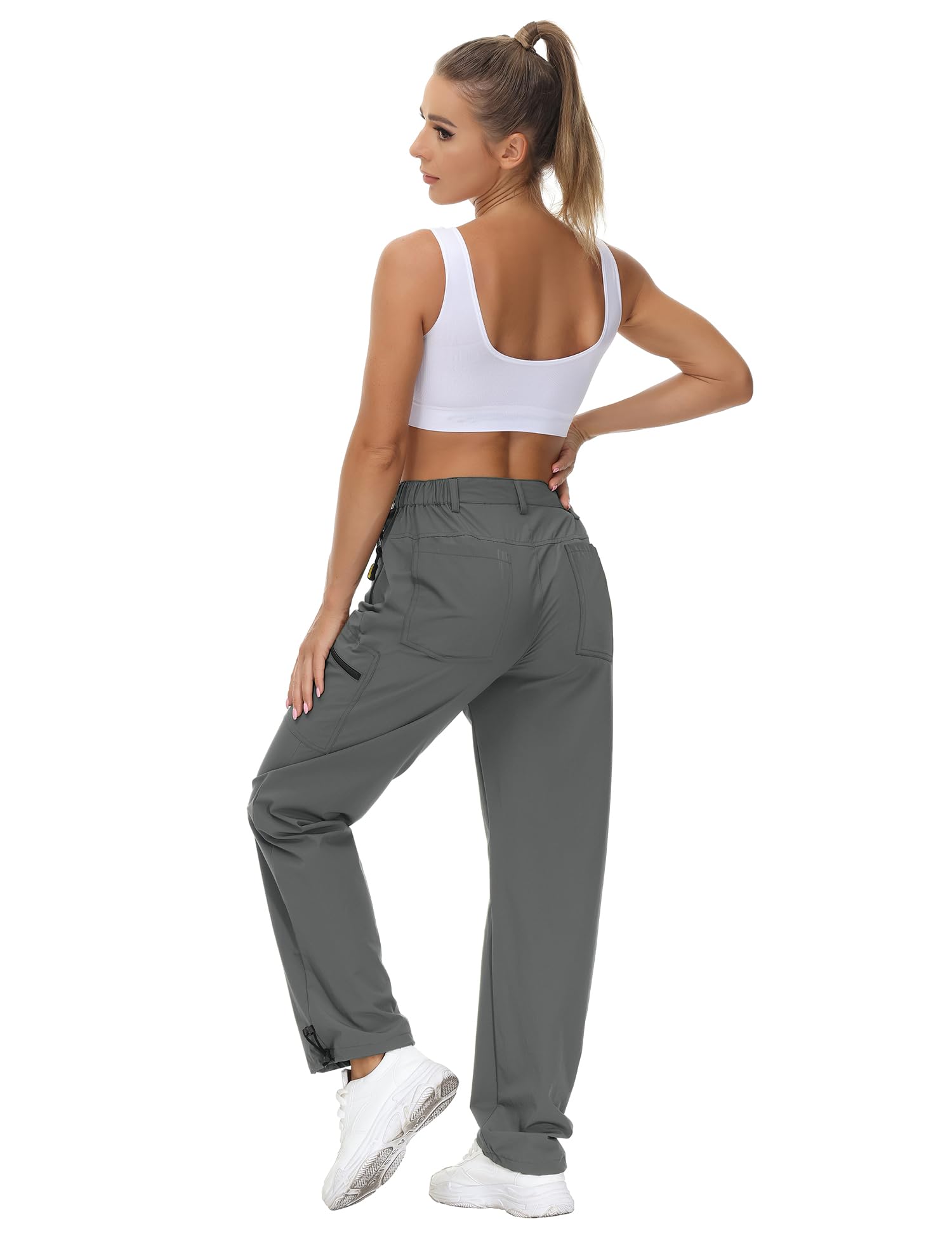 Rapbin Pantalones de senderismo para mujer, pantalones cargo 2025, ligeros, de verano, de secado rápido, transpirables, con bolsillos