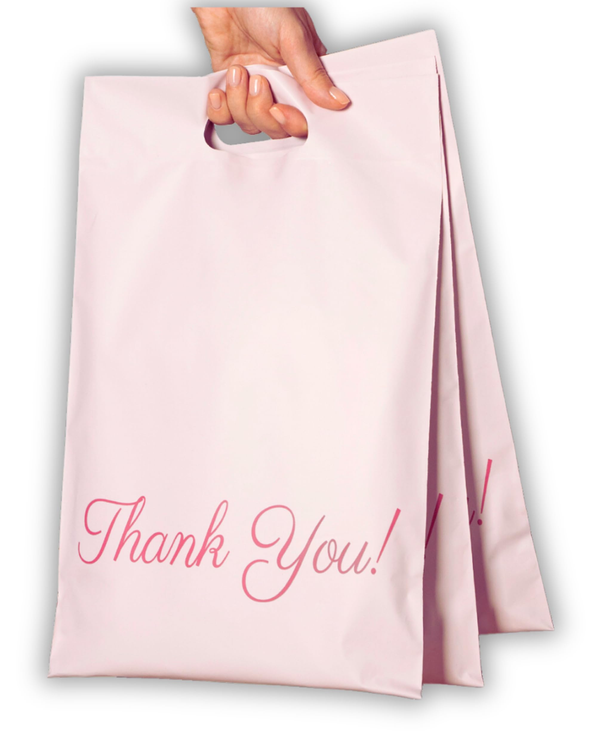 Pink Poly Mailers with Handle 10x13, 100 Pack Shipping Bags for Clothing, Packaging Bags, Thank You Bags, Self Seal Bags for Small Businesses, 2.75 Mil Thick T-Shirt Bags, Donyson