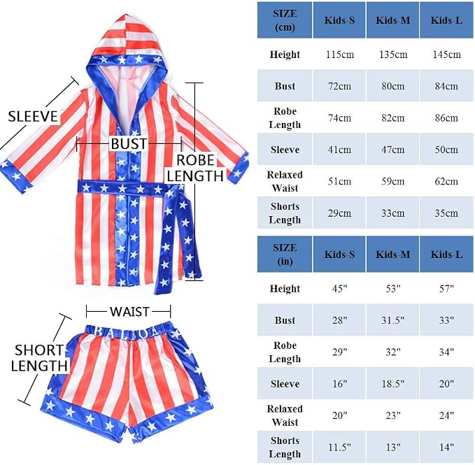 Amazon.com: Disfraz de boxeo para niños Rocky Balboa American Flag  Pantalones cortos italiano Stallion para niños Wrestle Sports Trunks :  Ropa, Zapatos y Joyería