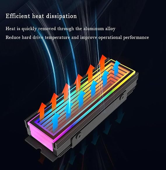 M.2 2280 ARGB Sabit Disk Soğutucu Soğutma M2.2280 SSD Soğutucu 5V 3Pin Adreslenebilir RGB Sync Çoklu Anakart Verimli Isı Dağılımı Termal Pedli SSD Radyatör (Beyaz), AMTL0044