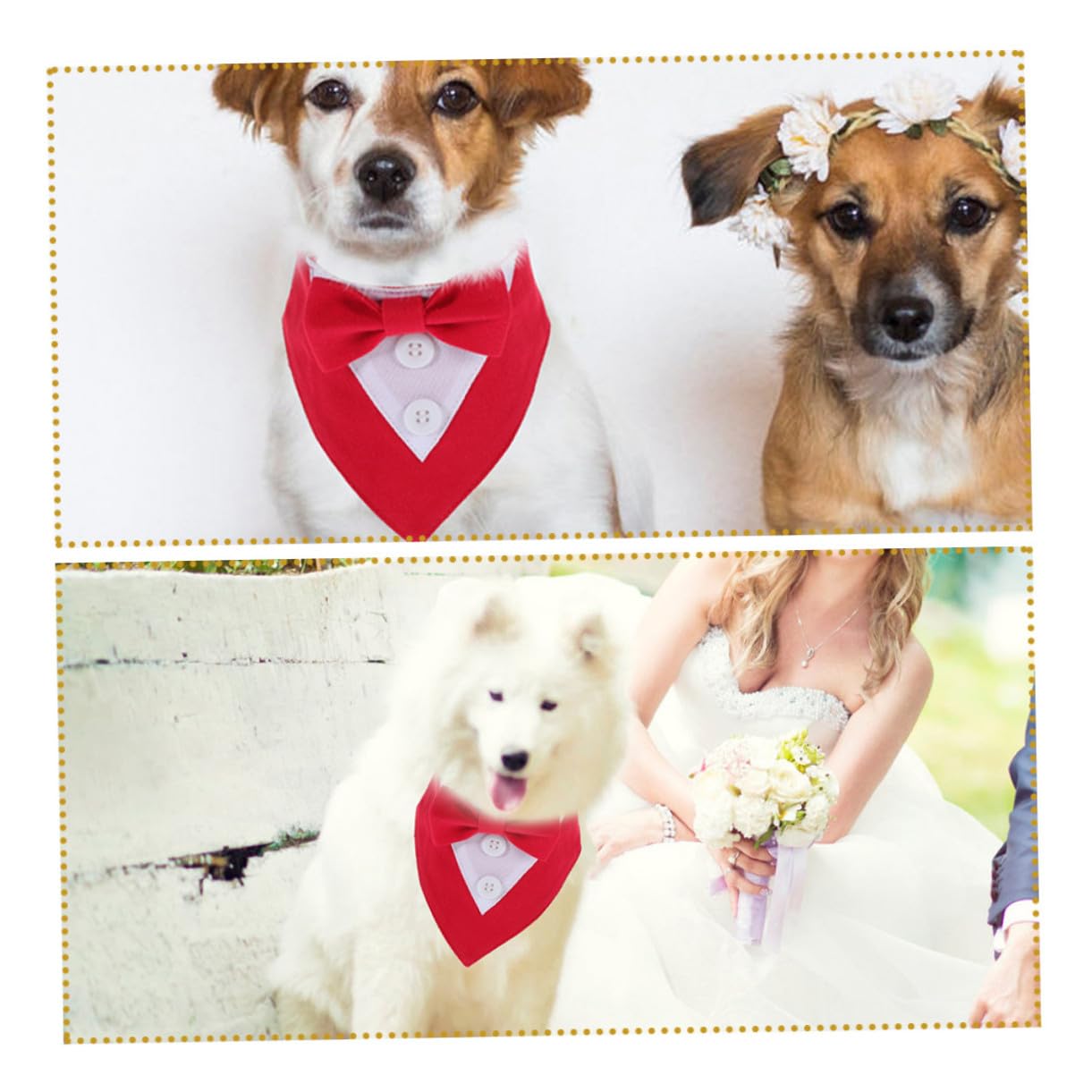 VICASKY 4 Stück Verstellbares Hunde Bandana mit Schleife Dreieckstuch Modisches Hundeschal für Partys und Festliche Anlässe Langlebiges Bequemes Haustierhalstuch in Rot S