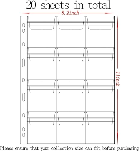 Miniatura 2 de 20 hojas de páginas de suministros para colección de monedas, páginas estándar de 9 agujeros para colección de monedas para colección de monedas (12
