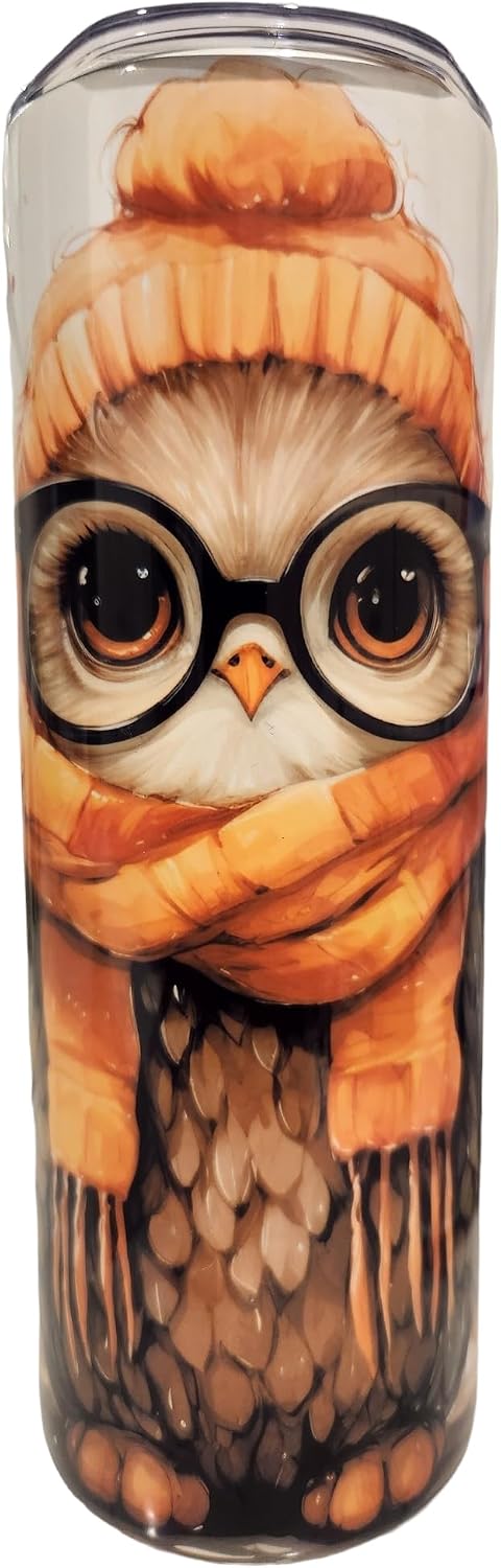 Fall Tumbler 20 oz Holiday Owl Autumn Mug Fall Pumpkin Skinny Tumblers with Lid and Straw Stainless Steel Insulated Cups Fall Gifts for Women Girls Tumblers Coffee Cool Gifts for Her Travel Bottles
