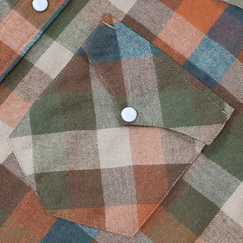 Dubinik® Flannel Shirt for Men Western Cowboy Pearl Snap Shirts for Men Long Sleeve Vintage Buttons Down Plaid Shirt - Image 4