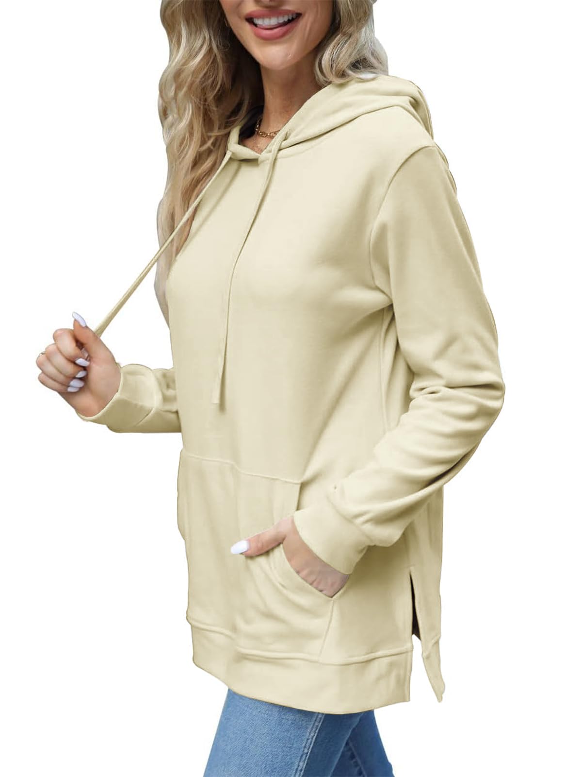 Cuptacc Sudaderas Mujer con Capucha Jersey Mujer con Bolsillo Sueter Manga Larga Invierno Otoño Moda Casual Color Sólido