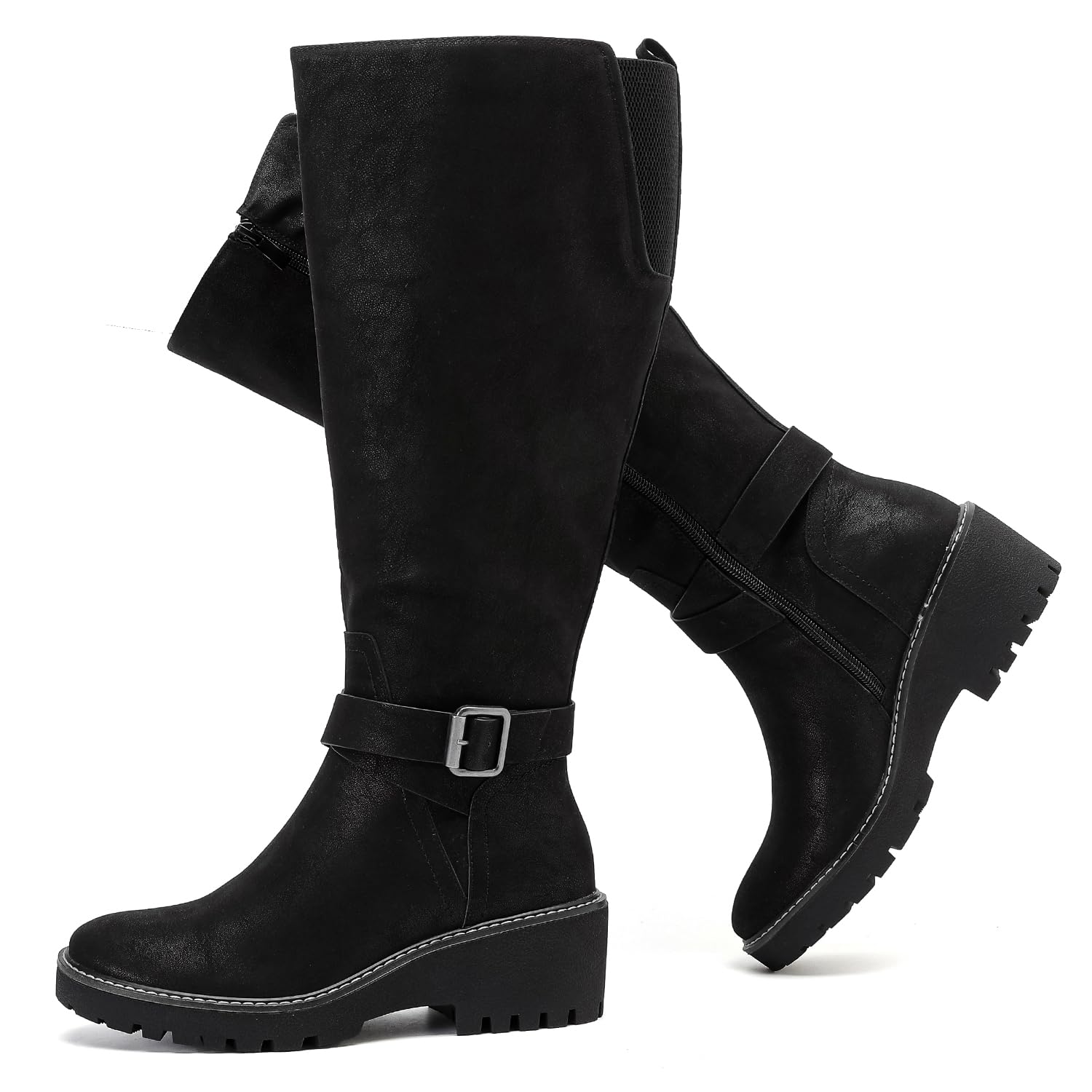 Luoika Womens Extra Wide Calf Knee High Boots Wide Width Slouchy Knee-High Boots