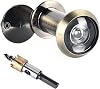Door Viewer, Solid Brass 220 Degree Peephole, with 16mm (5/8) Drill Bit Wide Angle Door Spy Hole, Security for Front Door for 35-60mm Thick Doors Peep Hole, Door Spyhole for Safety, Bronze