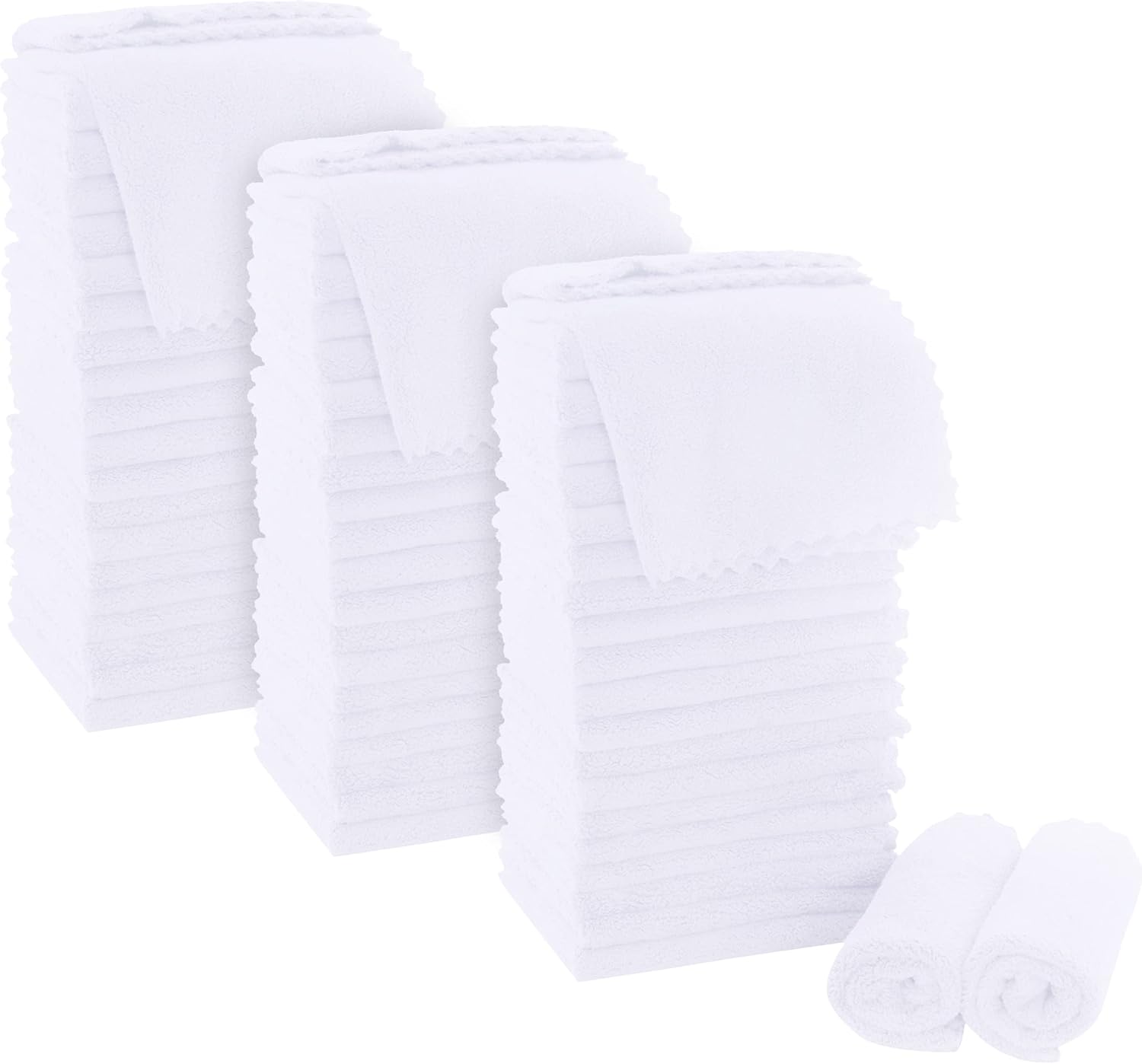 MOONQUEEN Ultra Soft Premium Washcloths Set - 12 x 12 inches - 72 Pack - Quick Drying - Highly Absorbent Coral Velvet Bathroom Wash Clothes (White) White 12 x 12 Inch(Pack of 72)