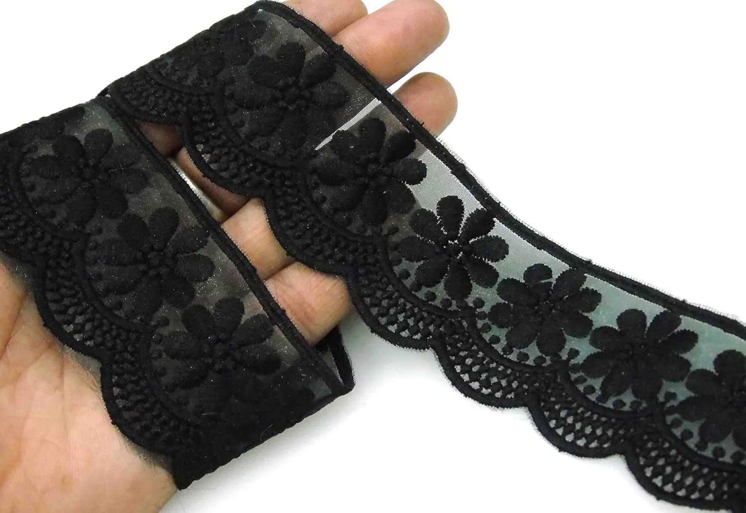 DIVARA Black cottan lace with Beautiful desigen. (Pack of 5meter, Width - 2.5inch) Used in Saree, Suit, and Many More Purpose.-image-48