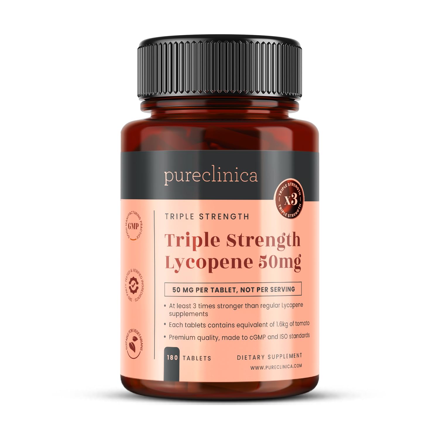 Lycopene 50mg x 180 Tablets (6 Months Supply). 300% Strength of Regular Lycopene Tablets.