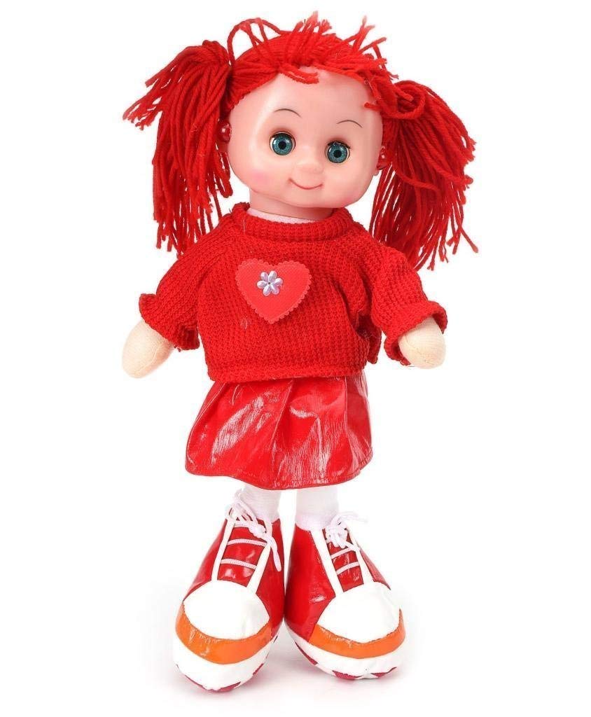 VGRASSP Beautiful Fluffy Smiling Wool Doll Toy for Girls with Lights and Music - Soft and Cute - 36 cms - Color As Per Stock