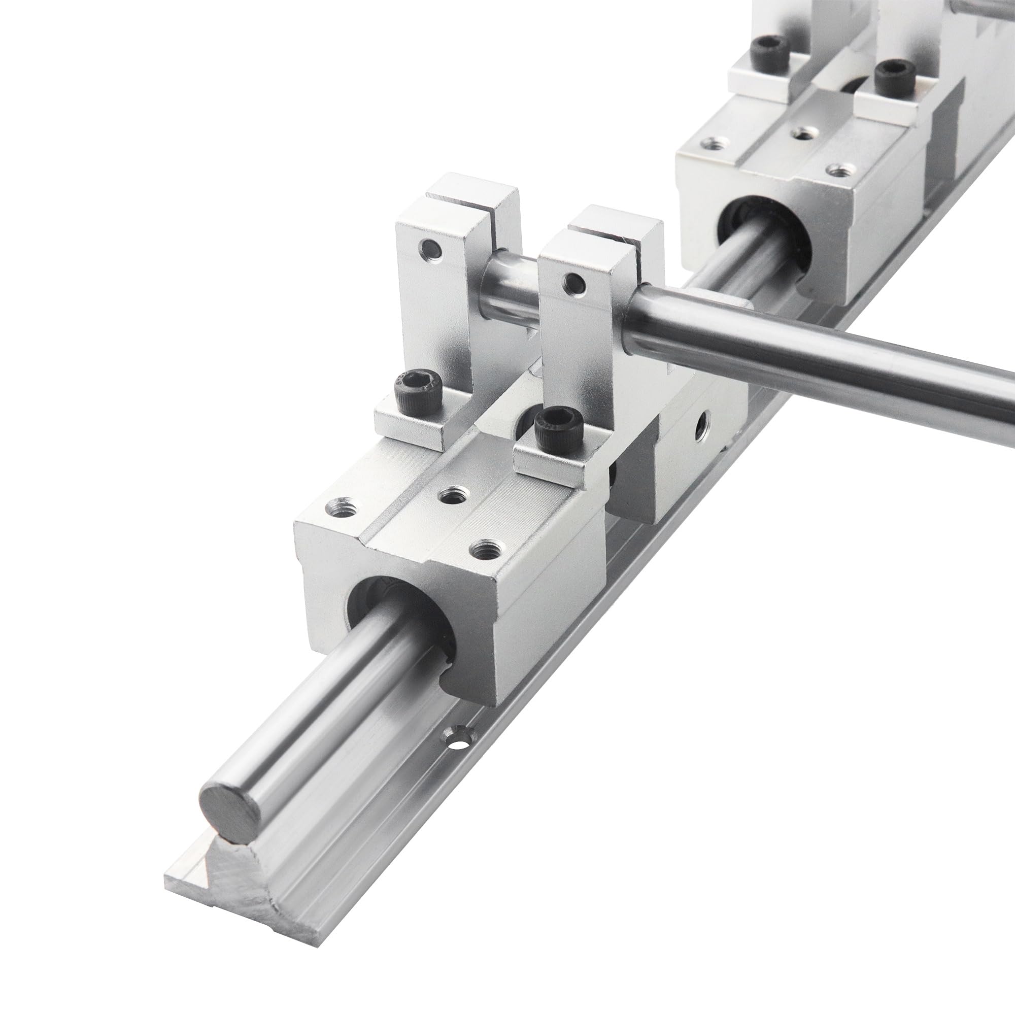 Linearführungsschienen-Set,2 Stück Ø16mm 500mm Linearschiene Horizontale + 4x SCS16UU Gleitblöcke + 8x SK16 Halterung,2x SBR16-500mm Linearführung mit 4x SBR16UU Schiebeblock für CNC