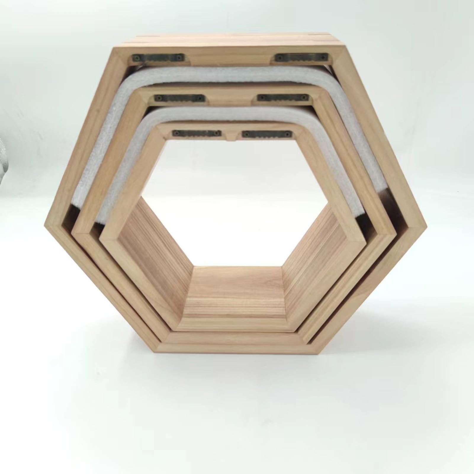 Juego de 5 Estantes Flotantes Octágonos y Hexagonales de Madera Rústica Montados en la Pared para Fotos y Plantas