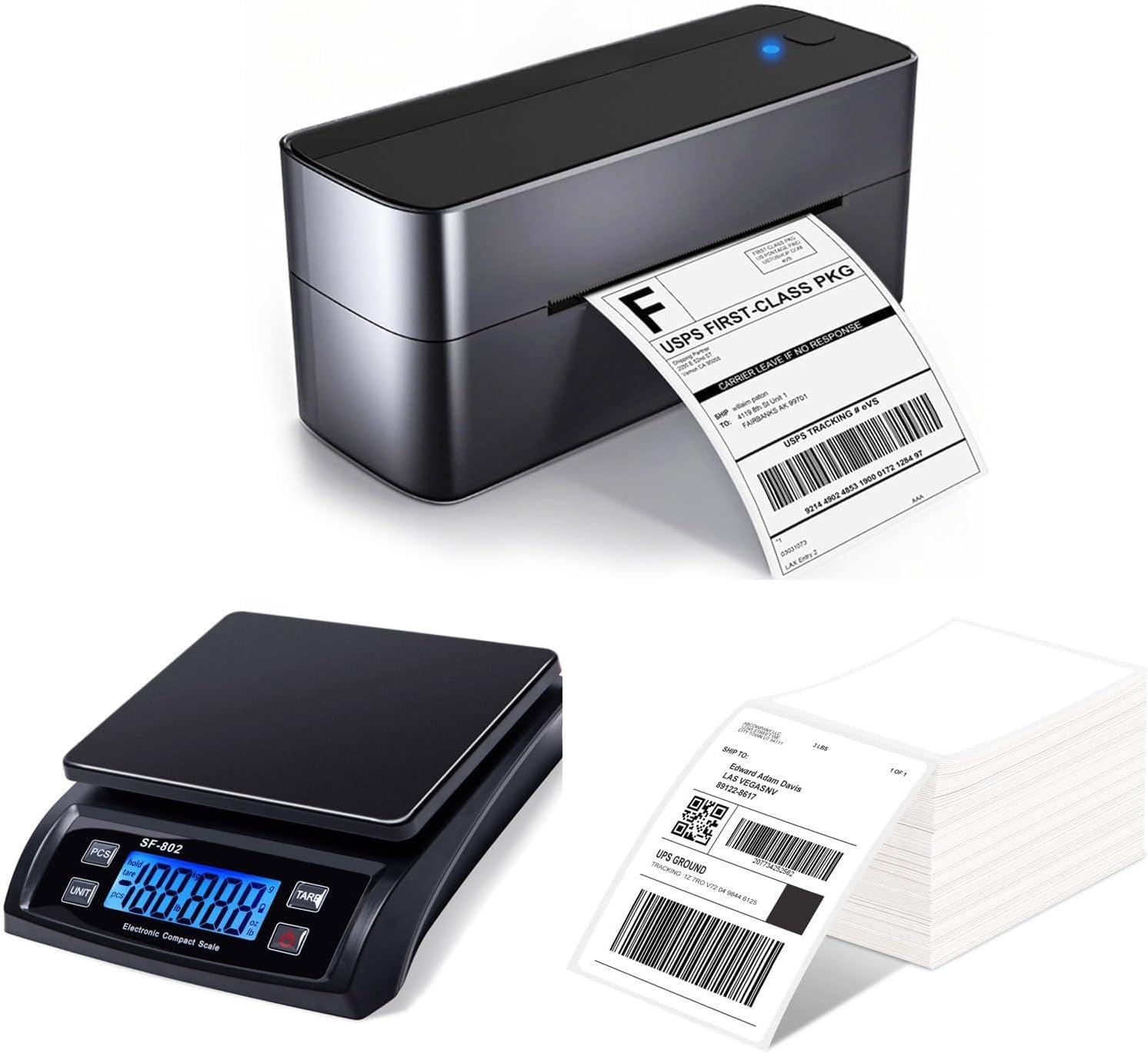 Phomemo 241BT 4x6 Shipping Label Printer with 500 PCS 4x6 Thermal Labels and Shipping Scale