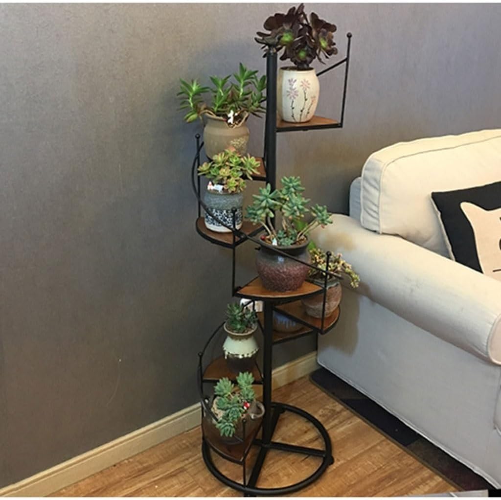 Decor Stair Shape Spiral Plant Stand for Holds 8-Flower Pot, Flower Pot Holder Planter Organizer Shelf, Multiple Rack Wrought Iron Plant Shelf for Garden Indoor Outdoor Home