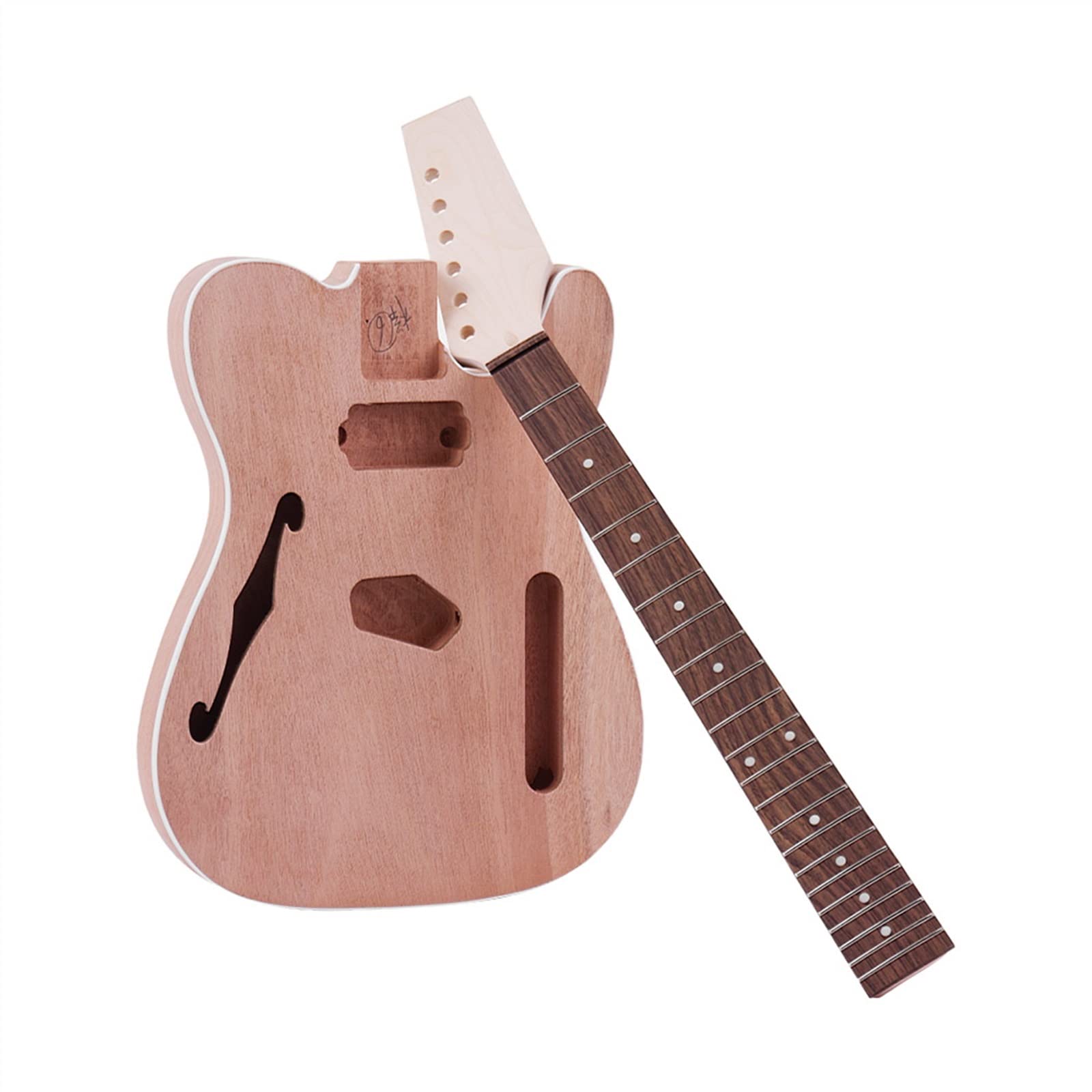 Niedokończona gitara korpus DIY Niedokończona Gitara Elektryczna Zestaw DIY Gitara Elektryczna Mahoniowy Korpus Z F Soundhole Z Drewna Klonowego Szyi