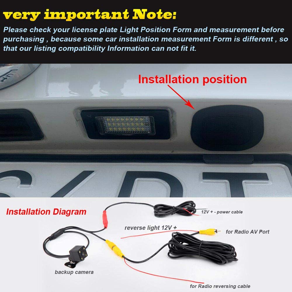Videocamera Posteriore HD Super Notturna Impermeabile di Ricambio per BMW X1 X5 X6 X3 18i 20i 25i x28ix/BMW X5 e70 anno 2007/BMW E39 E46 E53 E82 E88 E84 E90 E91 E92 E93 E60 E61 E70 E71 E72 M3/X6 E71
