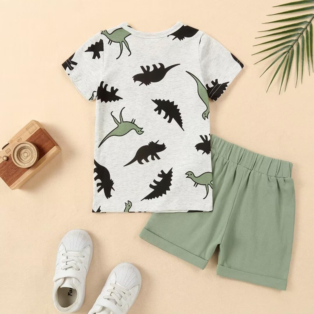 Toddler Baby Boy Clothes Boys Summer Outfits Dinosaur T-Shirt & Shorts Set 12 Months-5T - Image 3