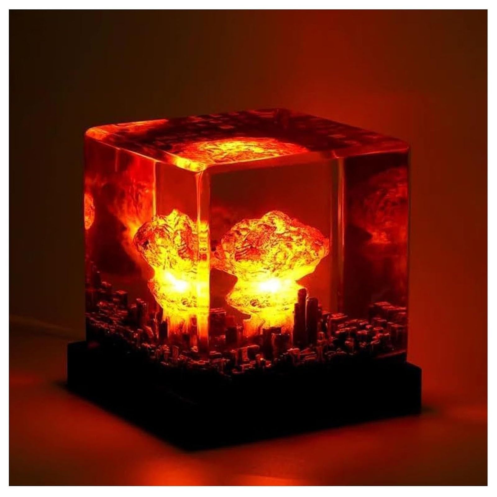 ArtRay 3D Mushroom Cloud Explosion Night Light, Red Resin, Contemporary Style, Bedroom & Living Room Decor