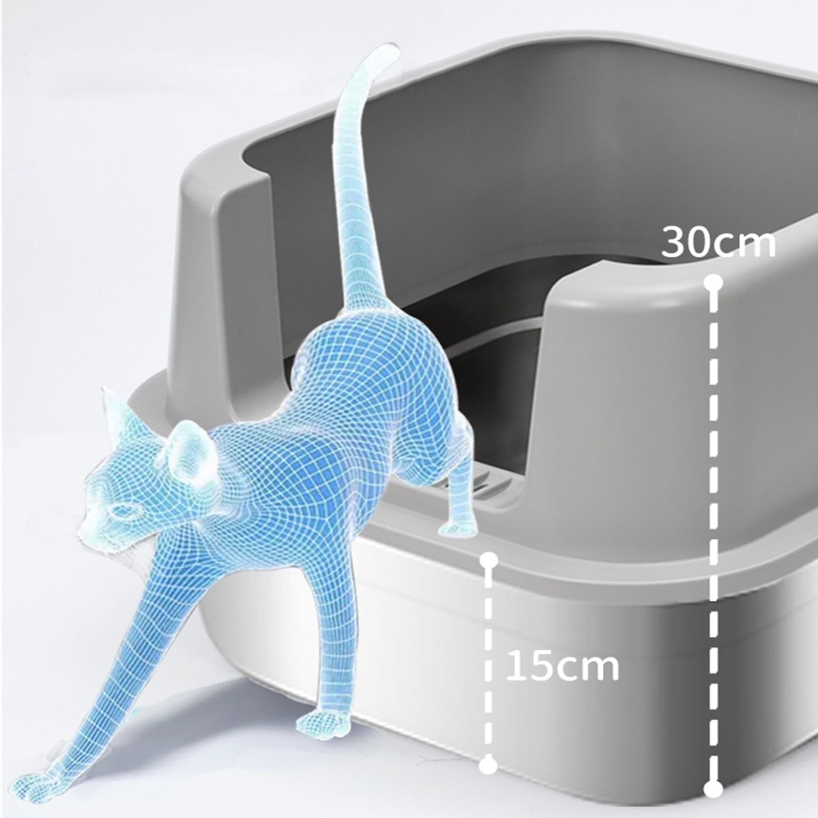 Lettiera per Gatti Lettiera for gatti in acciaio inossidabile, lettiera con bordi alti e paletta, lettiera in metallo extra large for gatti di grandi dimensioni, facile da pulire, antiaderente Toilett