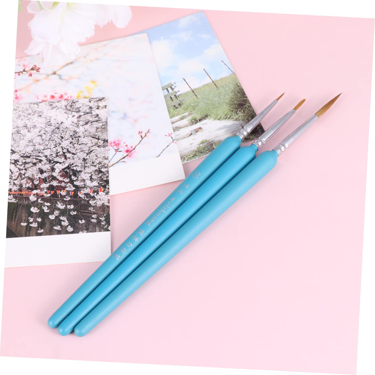 Lurrose 3sets Pennelli Per Dettagli Pelo Di Pennelli Professionali Per Pittura Fine Per Acquerello e Gouache Blu