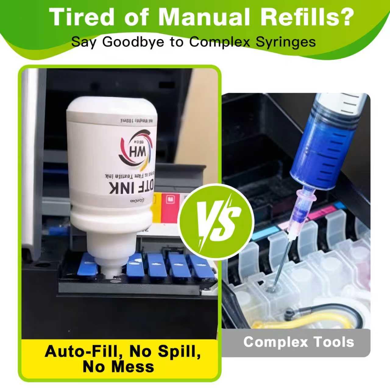 CenDale Upgraded Auto-Fill DTF Ink - 700ML DTF Transfer Ink for Epson ET-8550 ET-8500 Printers, Heat Transfer Printing Set 100ml x 4 CMYK, 150 x 2 White (Anti-UV/ICC-Free)