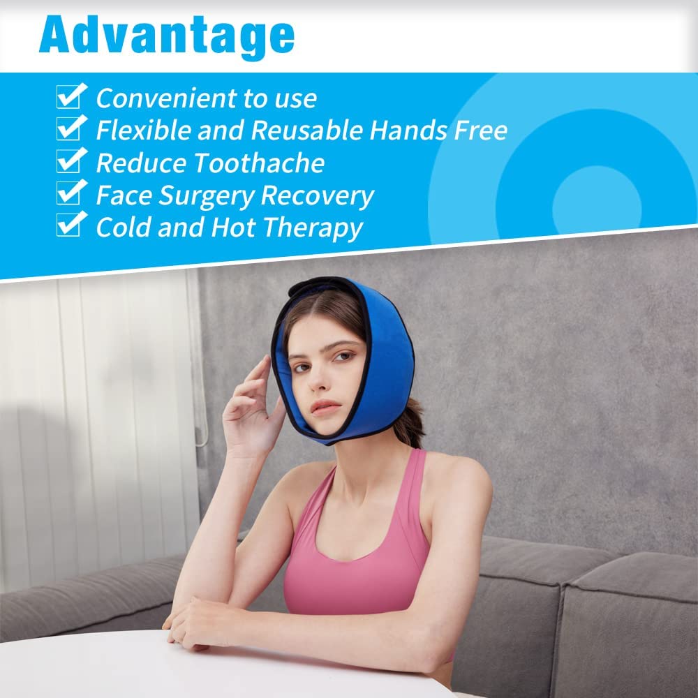 Jaw Ice Pack for Chin, Head, and Face Hot and Cold Gel Pack for