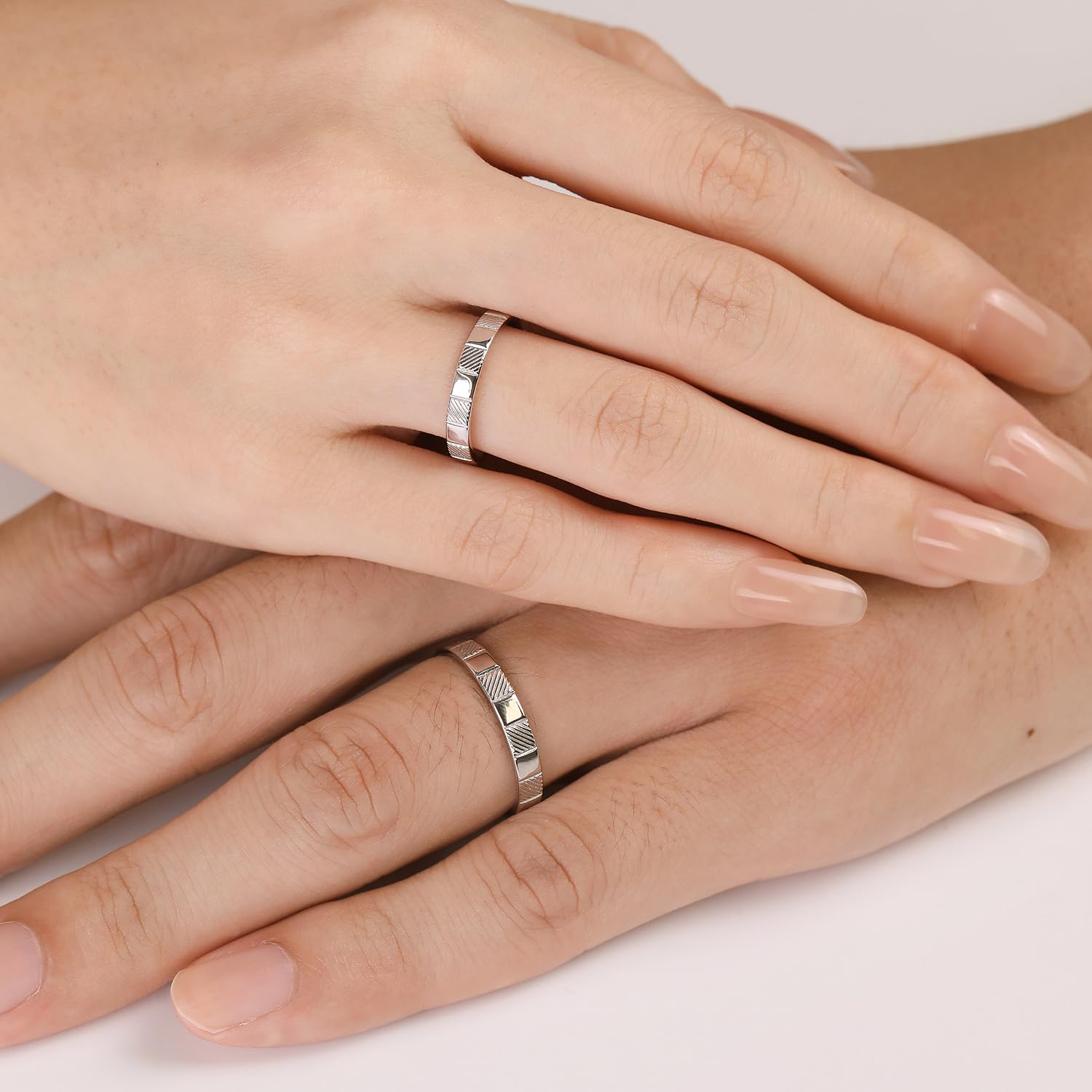 Meissa Alianzas de Plata para Pareja Anillos Ajustables Plata de Ley 925 Mujer 2,8mm & Hombre 3,2mm Anillos de Compromiso o Boda Juego Joyería Regalo para Novios y Prometidos (Juego de dos anillos)