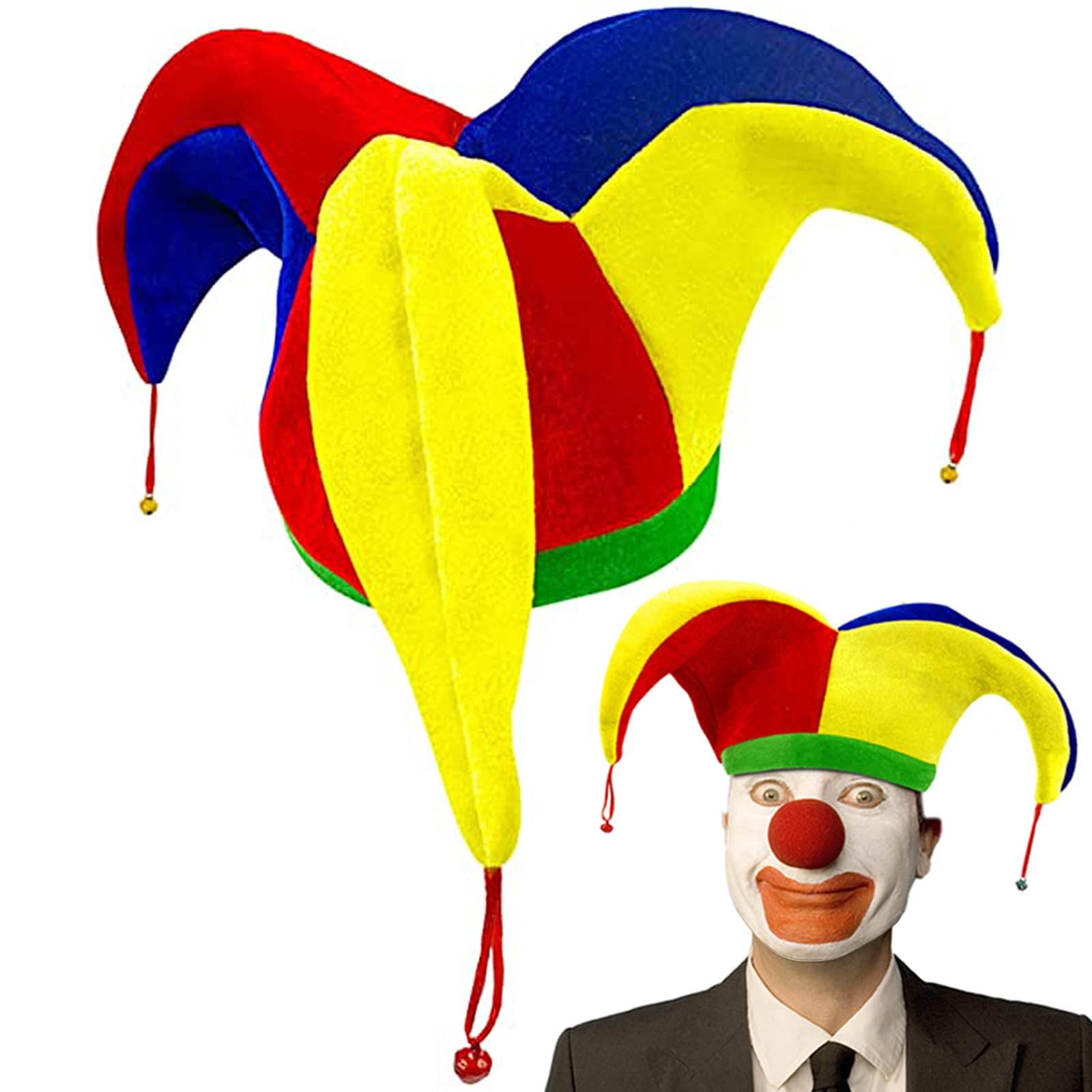 Halloween Carnival Rainbow Clown Hat with Bells - Funny Costume Accessory, Ideal for Cosplay & Masquerade Balls