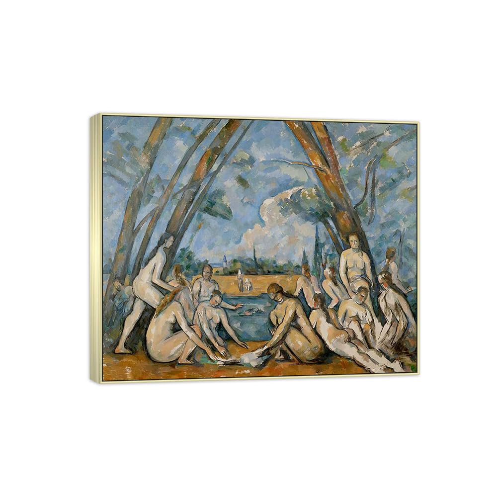 SDYSKKUG Canvas Wall Art Picture Decor Bathers by Paul Cezanne 85x70cm Silver Frame