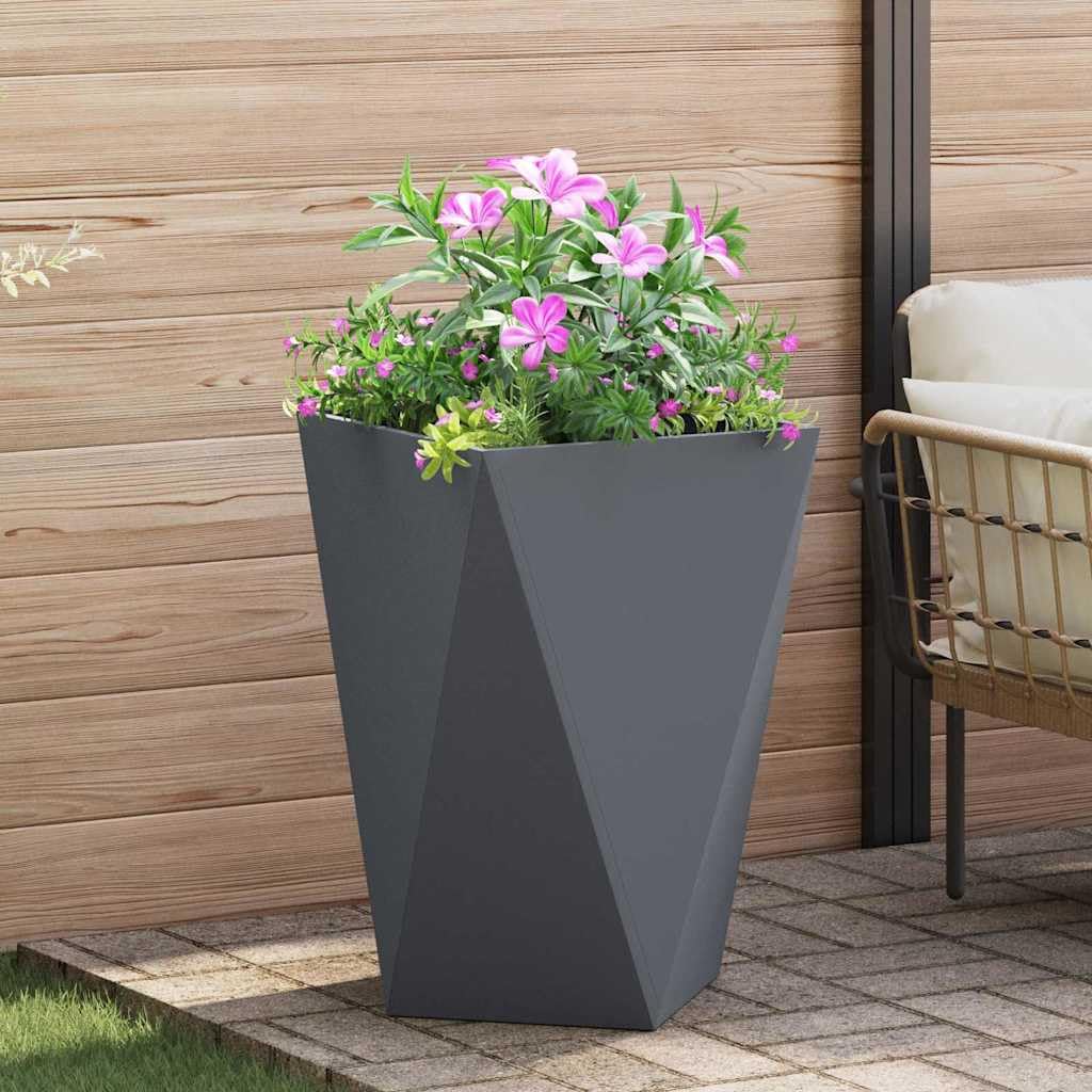 Moderner Stahl Pflanzkübel Anthrazit 50x50x75 cm für Garten Terrasse Sträucher und Gräser