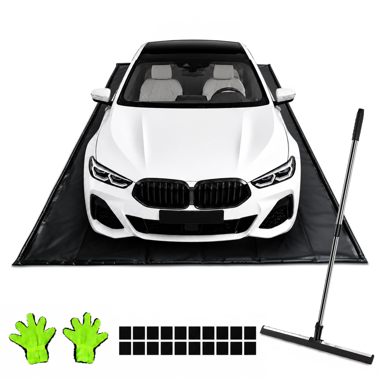 Tapis de sol de garage 240 x 500 cm, tapis d'isolation en PVC avec bord de 3 cm | Antidérapant, imperméable, indéchirable, pour garage, parking, atelier, tapis de lavage, avec curseur à eau et gants inclus