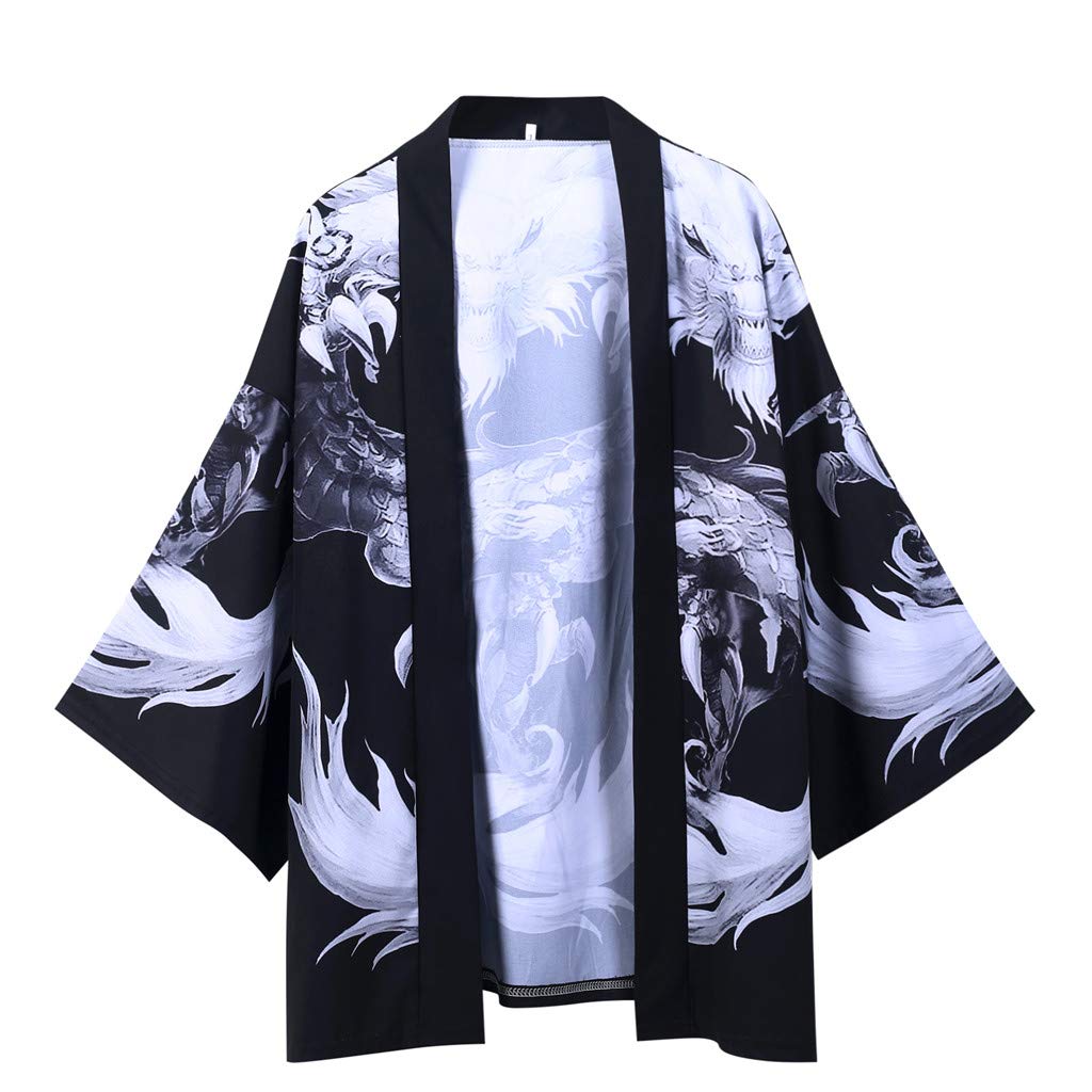 ADMAY Camiseta para hombre de manga corta, camisa para correr o para mujer Blouse y cinco verano Point para hombre Cloak Jacke Kimono Top mangas japonesas hombres camisas asimétricas