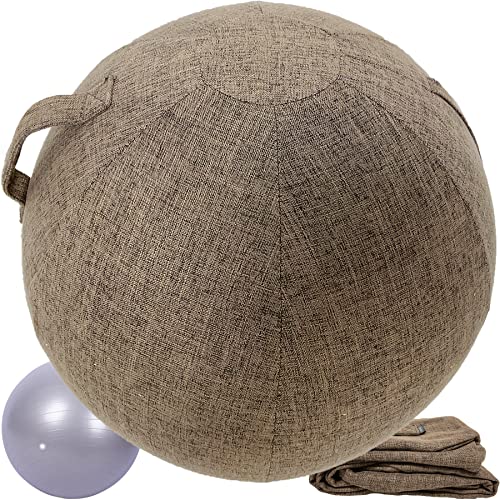Alywen - Balón de oficina, asiento de balón para gimnasio, 55/65/75 cm, bola de embarazo, silla con funda protectora antideslizante Swiss Ball (75 cm, color café)