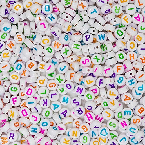 Image of Melius Acrylic Colorful Letter Beads, 1450 Pcs 4x7mm Round Alphabet Beads in 28 Grid Box for Jewelry Making, DIY Bracelets, Necklaces, Key Chains, Bracelets (4x7mm, Colorful) (Pack of 2)