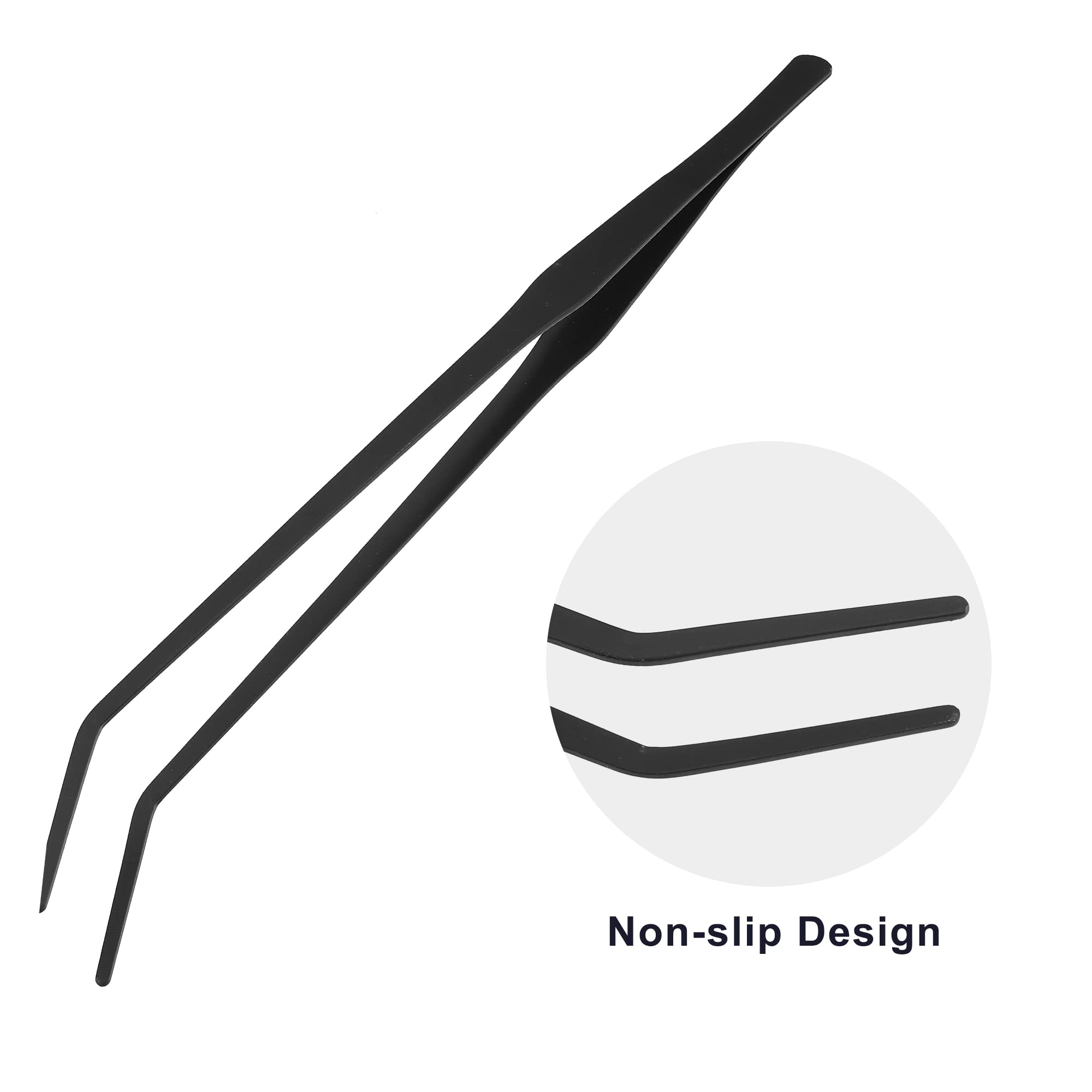 VOCOSTE 1Pcs Aquarium Tweezers, Stainless Steel Tweezers, for Plants Pets Black, 38cm/14.96 Inch - Image 3