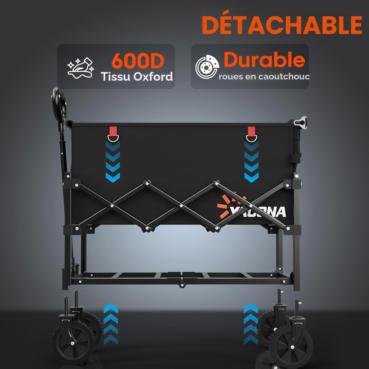 Chariot Pliable 360 LB pour Charges Lourdes, Chariot à roulettes avec hayon, Pliable pour Les Courses, Le Camping, la Plage, Le Jardin