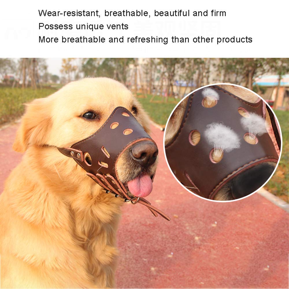 Bozal para Perros, bozal de Cuero para Perros, bozal de Entrenamiento Ajustable para Mascotas para Control de ladridos, prevención de mordeduras y prevención de masticaciones