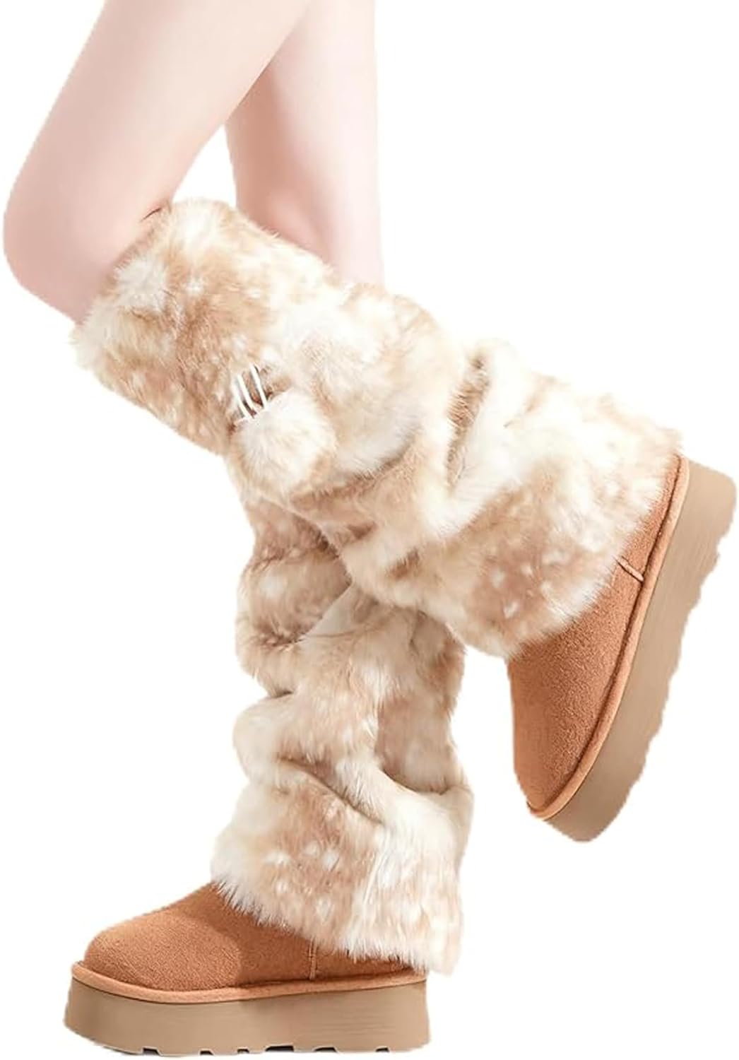 Deer Leg Warmers, Deer Print Leg Warmers, Furry Soft Thicken Leg Warmer, for Women