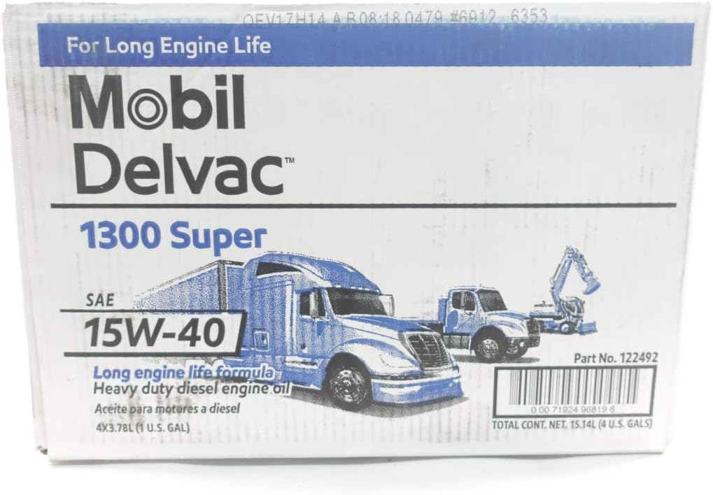 CASE of 4 MOBIL 122492 DELVAC 1GAL 15W-40 1300 Super Diesel Engine Oil D652434