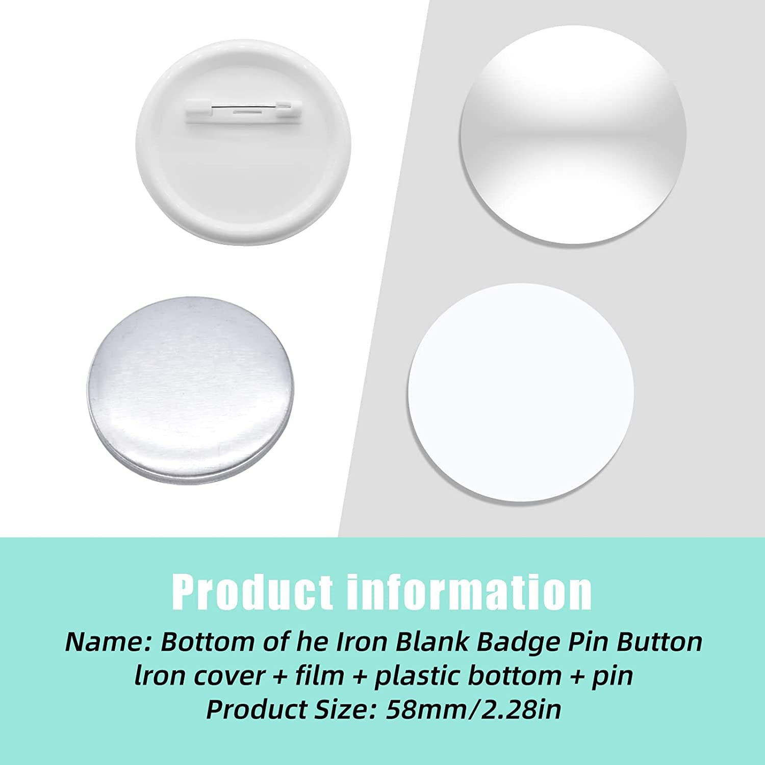 Buttonrohlinge, 200er Set 58mm DIY Pins Buttons Design EIN Abzeichen, Buttons Selber Machen, Button-Set mit Pin, für Bastel Handwerk und Handwerk Aktivitäten (58mm / 2.28inch)