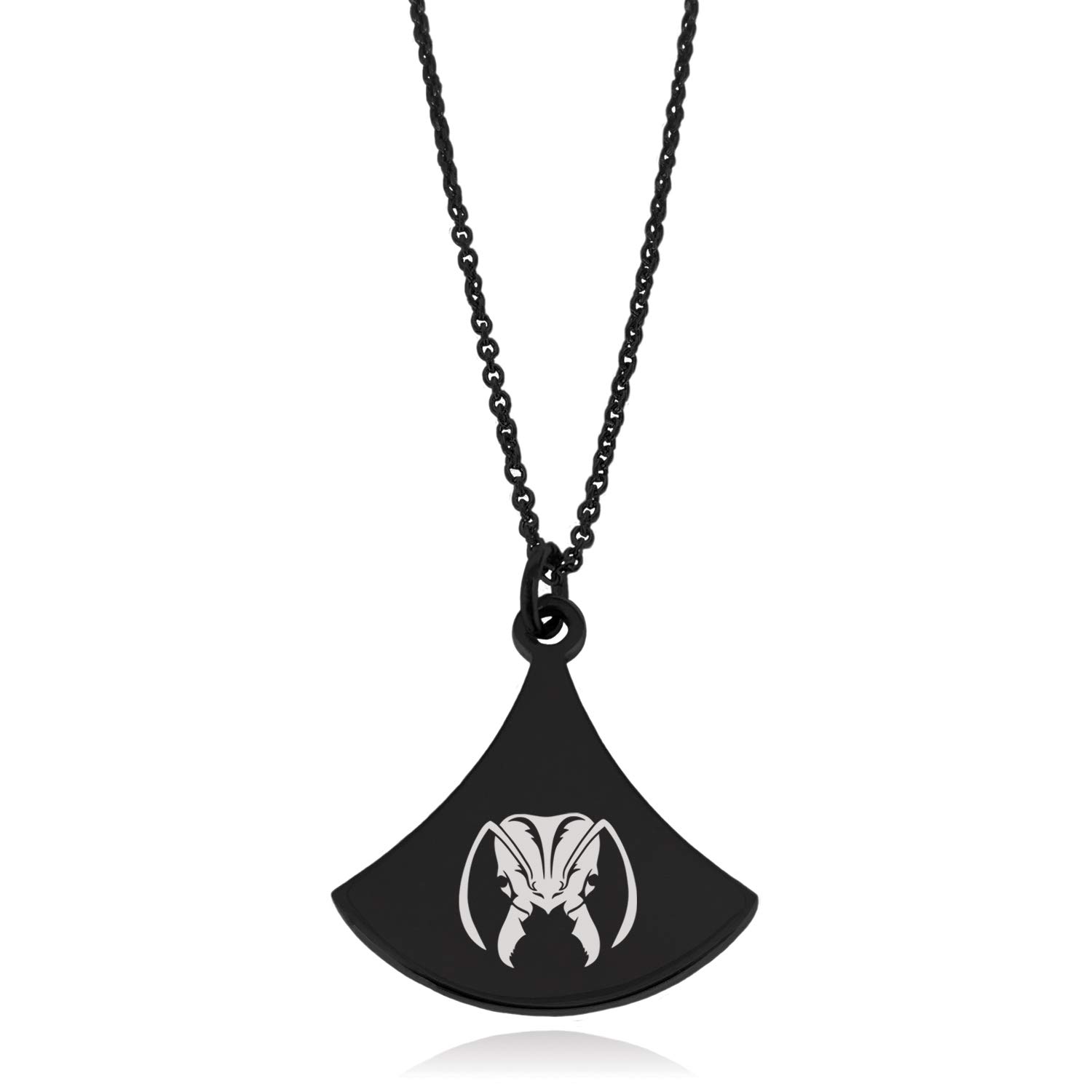 Black Stainless Steel Ant Pendulum Curved Triangle Charm Pendant Necklace