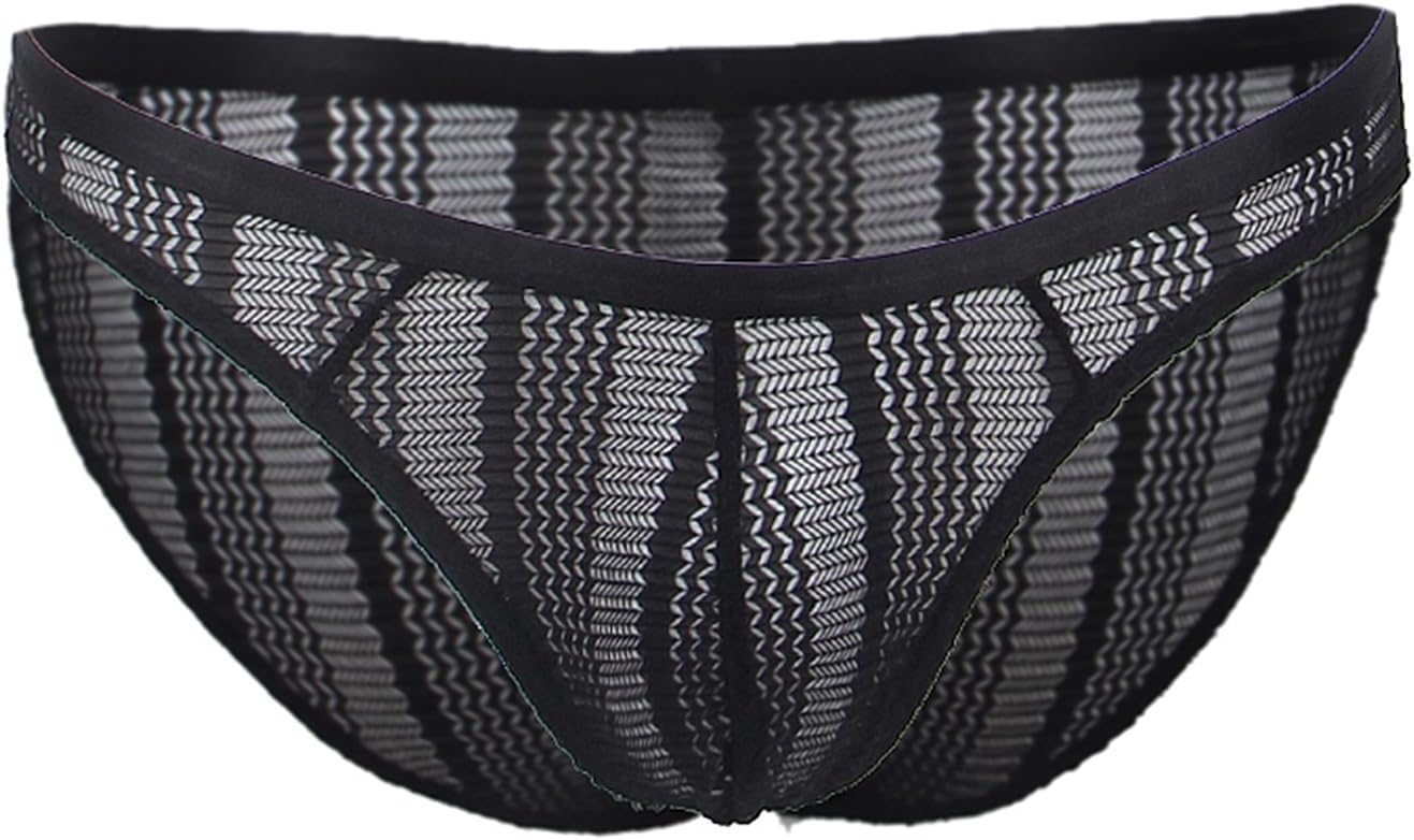 ohyeah Men's Mesh Pouch Underwear Sexy Low Rise Briefs Sheer Thongs Briefs Breathable Elastic Jockstraps Black - Image 4