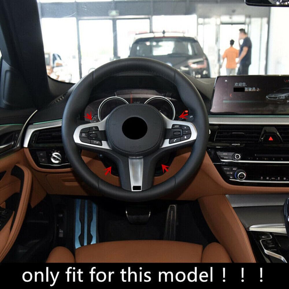 Dla BMW, dla X3 serii 5 G30 2018 2019, styl włókna węglowego ABS wnętrze osłona wykończeniowa kierownicy przycisk ramka dekoracja naklejki Naklejka na kierownicę samochodu