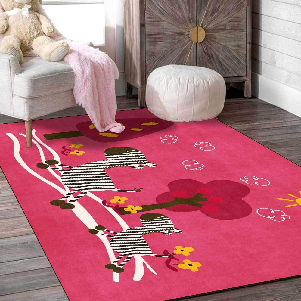 Tapis de Chambre d'enfant Marelle Bordure de Dessin animé de Petit Train en Orange, Chambre, Salle de Jeux, Jeux familiaux.-60x180cm